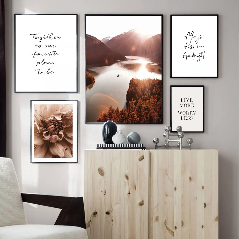 

Autumn Lake Reflection Picture Nature Scenery Scandinavian Poster Wall Art Canvas Painting Nordic Decoration Print Landscape