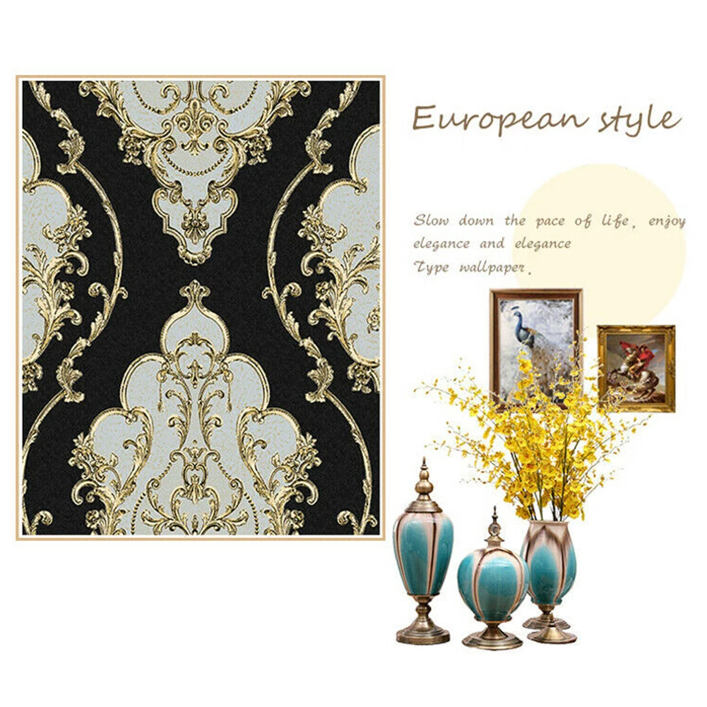 

Black Gold Wall Stickers Waterproof Embossed Textured PVC Home Bedroom
