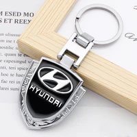 car leather keychain fashion new keyring metal alloy car badge key chain for solaris i10 ix35 i20 i30 hyundai tucson creta santa