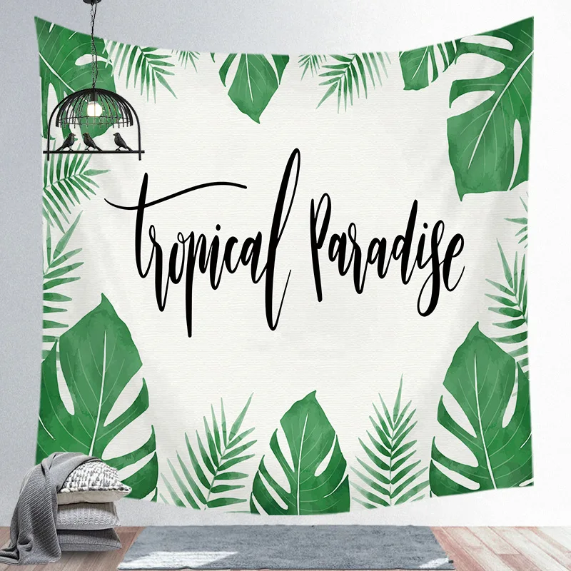 Настенный гобелен с тропическим растительный из полиэстера в богемном стиле