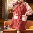 2021 пижамные комплекты с толстым рукавом мультяшная одежда для сна тонкая осенне-зимняя теплая фланелевая Женская Фланелевая пижама набор кораллового бархата ночная рубашка