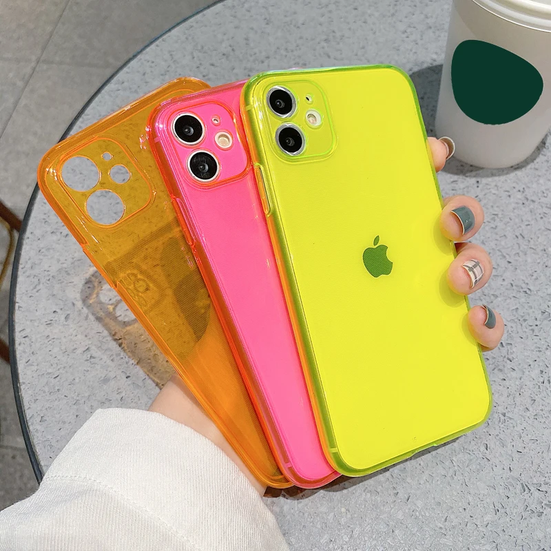 Неоновый флуоресцентный однотонный чехол для телефона Xiaomi Mi 10 11 Lite Pro Ultra 11i Redmi K40