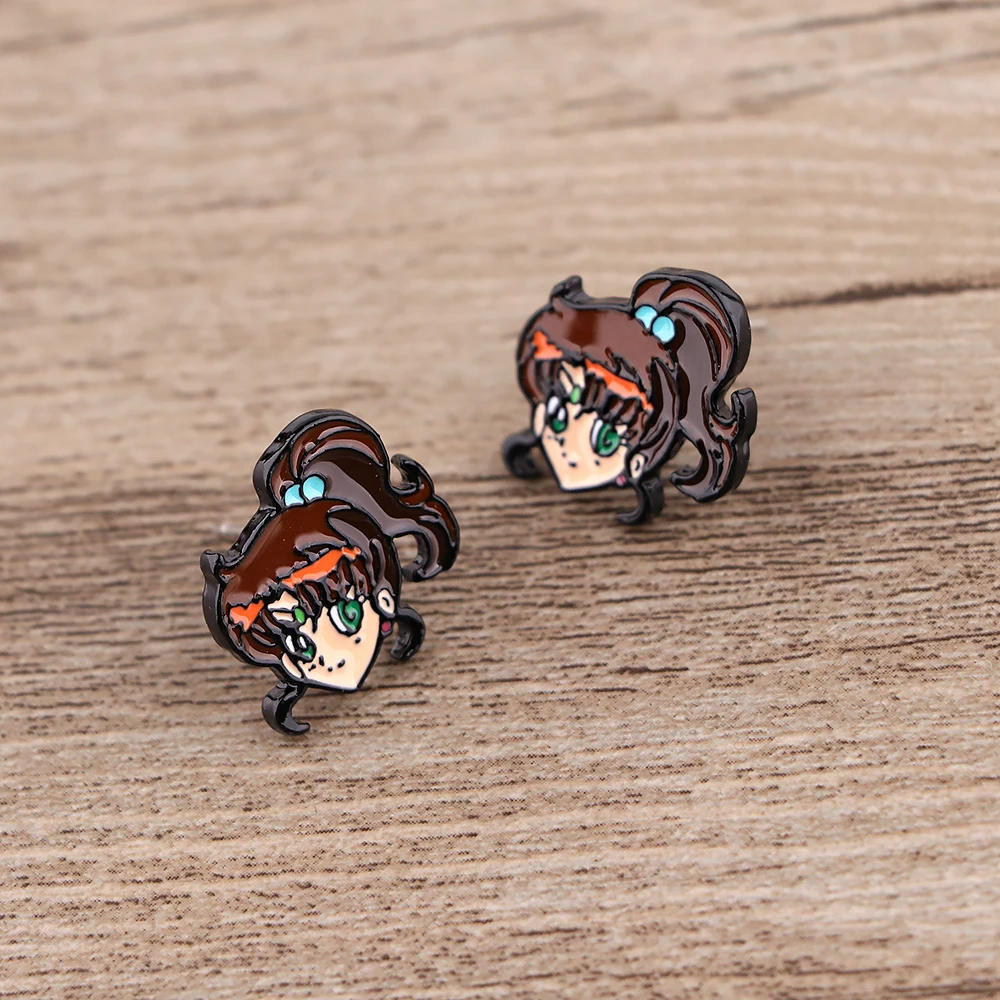 

DZ2148 Anime Icons Comics Anime Stainless Steel Piercing Ear Stud Earrings For Womans Enamel Jewelry Earrings Unusual Girl Girls