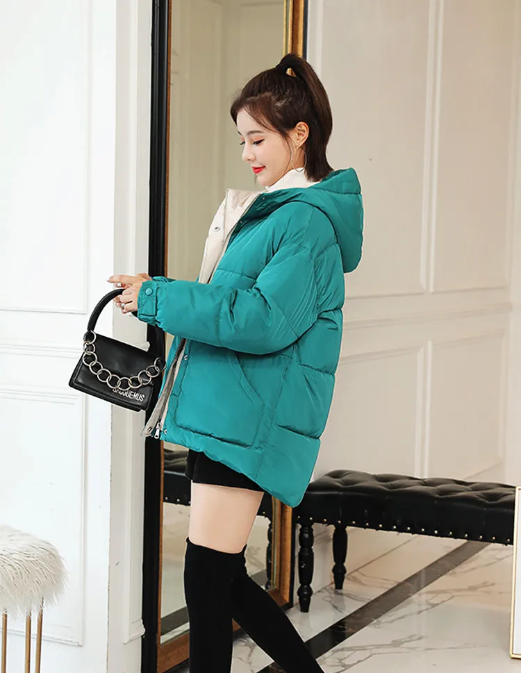 Утепленные женские парки новая зимняя куртка женская с капюшоном Повседневная Свободная пуховая куртка женская теплая хлопковая стеганая зимняя куртка женская
