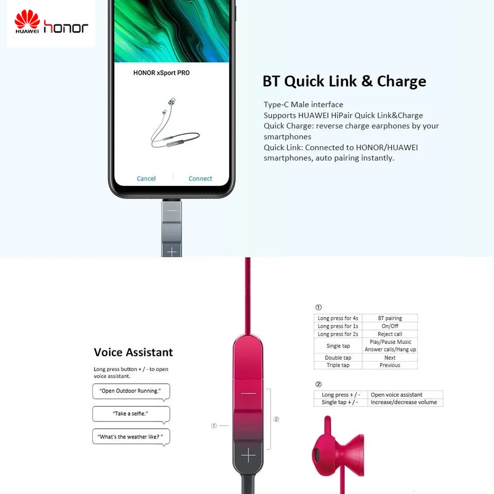 Беспроводные bluetooth наушники Huawei /honor xSport pro AM66 универсальные для android/apple|Наушники и