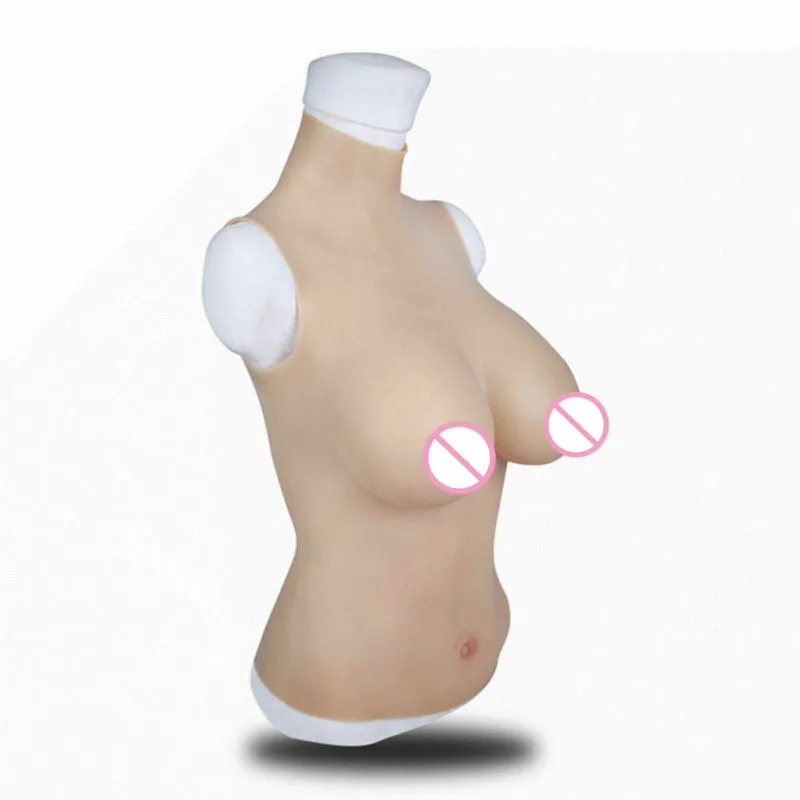 Silicone Breast Forms Half BodySuit Breastplate for Crossdresser Breast Enhancer