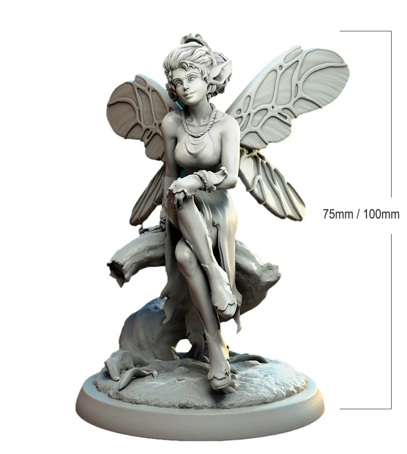 

1/24 75mm 1/18 100mm Resin Model Kits Fairy Butterfly Girl Figure Unpainted No Color RW-165