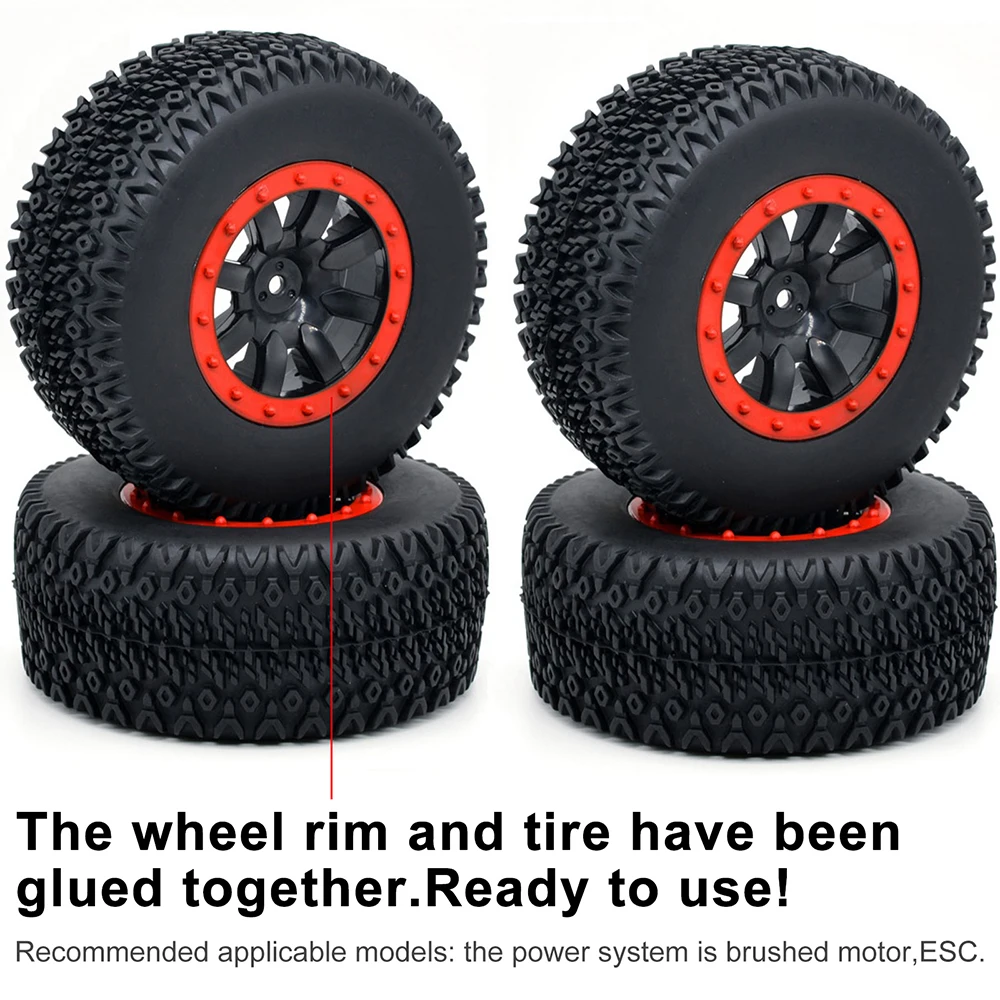 

RC Car Tires Red 110mm RC Car Rubber Tires 1/10 Short Course Truck Wheel for ARRMA SENTON XLH 9125 Traxxas Slash