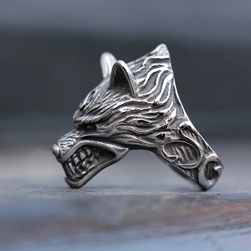 Прохладный 316L Нержавеющая сталь Викинг Волк кольцо Для мужчин Байкер Волчья