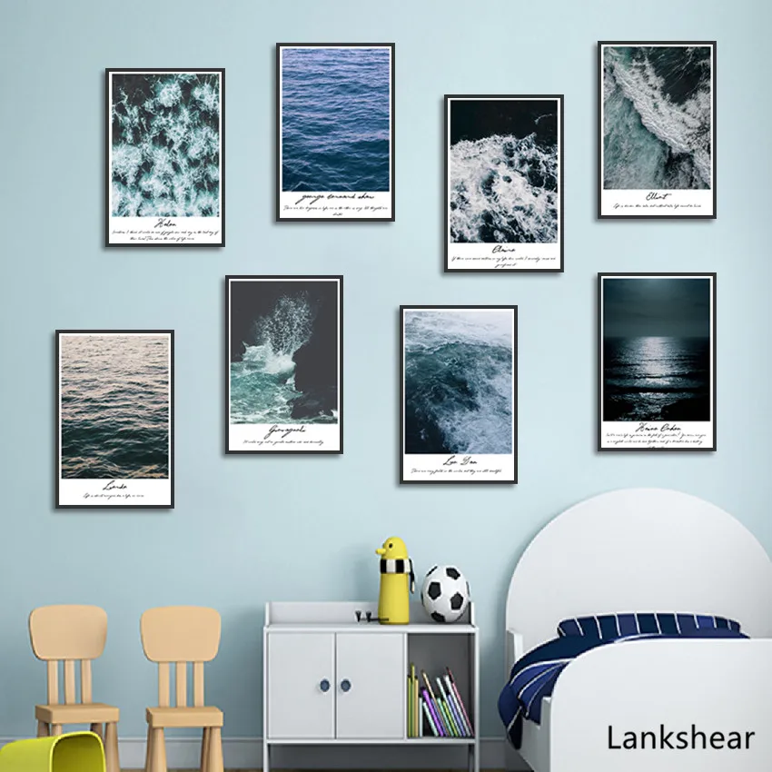 Картина на холсте скандинавский пейзаж волны и моря настенные художественные