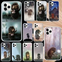 hedgehog in the fog phone case transparent soft for iphone 12 11 13 7 8 6 s plus x xs xr pro max mini