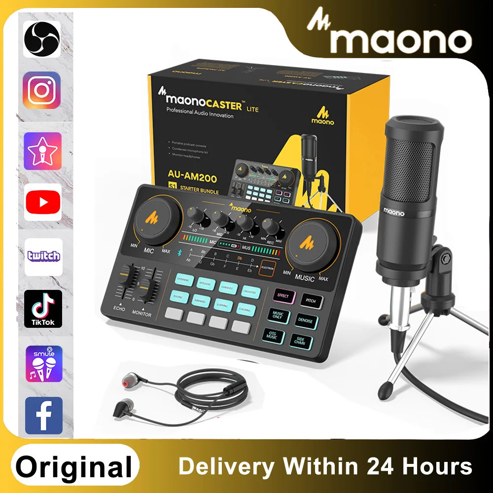 Оригинал Maono Am200 s1 микрофон миксер звуковая карта наборы аудио Podmaster с Codener