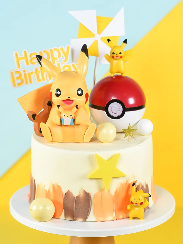 Anime Yellow Animals Cute Model Cake Topper Figure Toys Pvc Elves Ball For Children Collectibles Birthday Party Decoration | Дом и сад