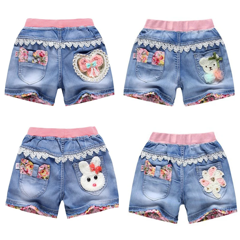 

2021 Kids Cute Shorts Girl Summer Denim Shorts Jean Shorts Girl Clothing Summer Beach Shorts Wholesale Clothing 3-12Y