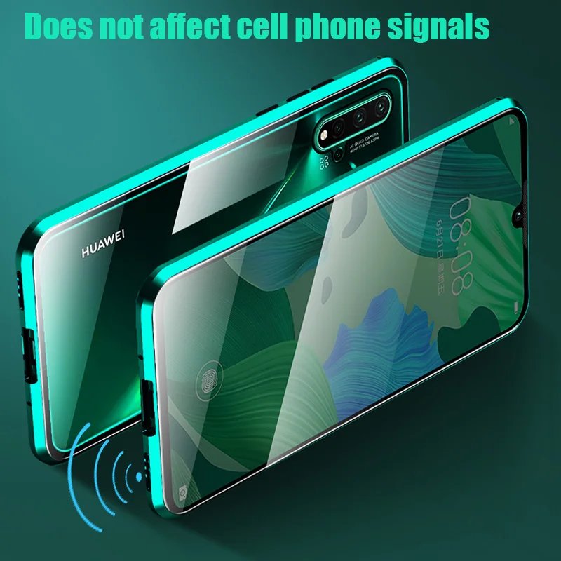 360 Magnetic Metal Case For Huawei P30 P20 Mate 20 Nova 5 Pro Double Side Glass Honor Psmart Z Y9 Prime 2019 cover |