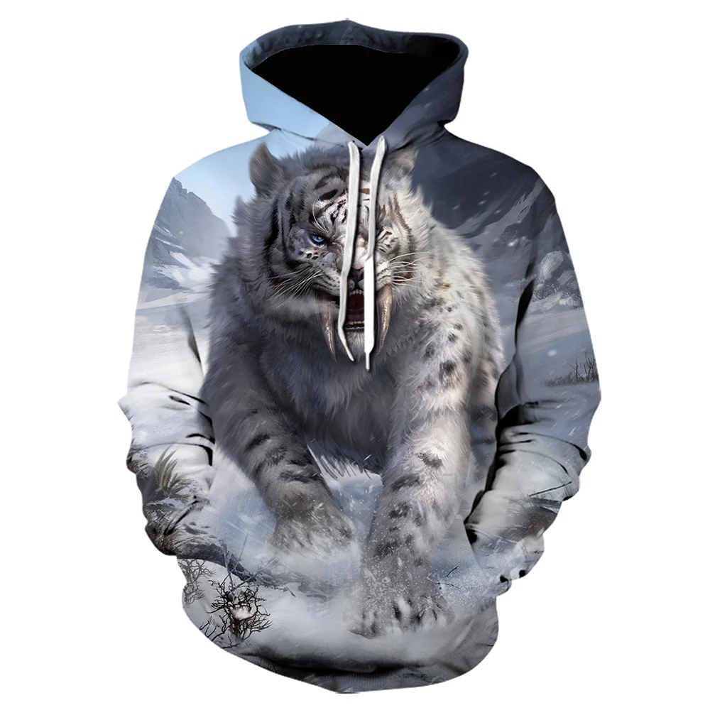 

2020 new 3d men's sweater tiger casual small size boys and girls pullover hoodie
