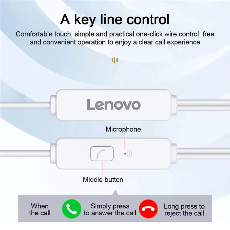

Lenovo HF170 Wired 3.5mm Headphones Noise Cancelling Half In-ear Headset with MIC Wired Earphones for Android/Windows/IOS/PC