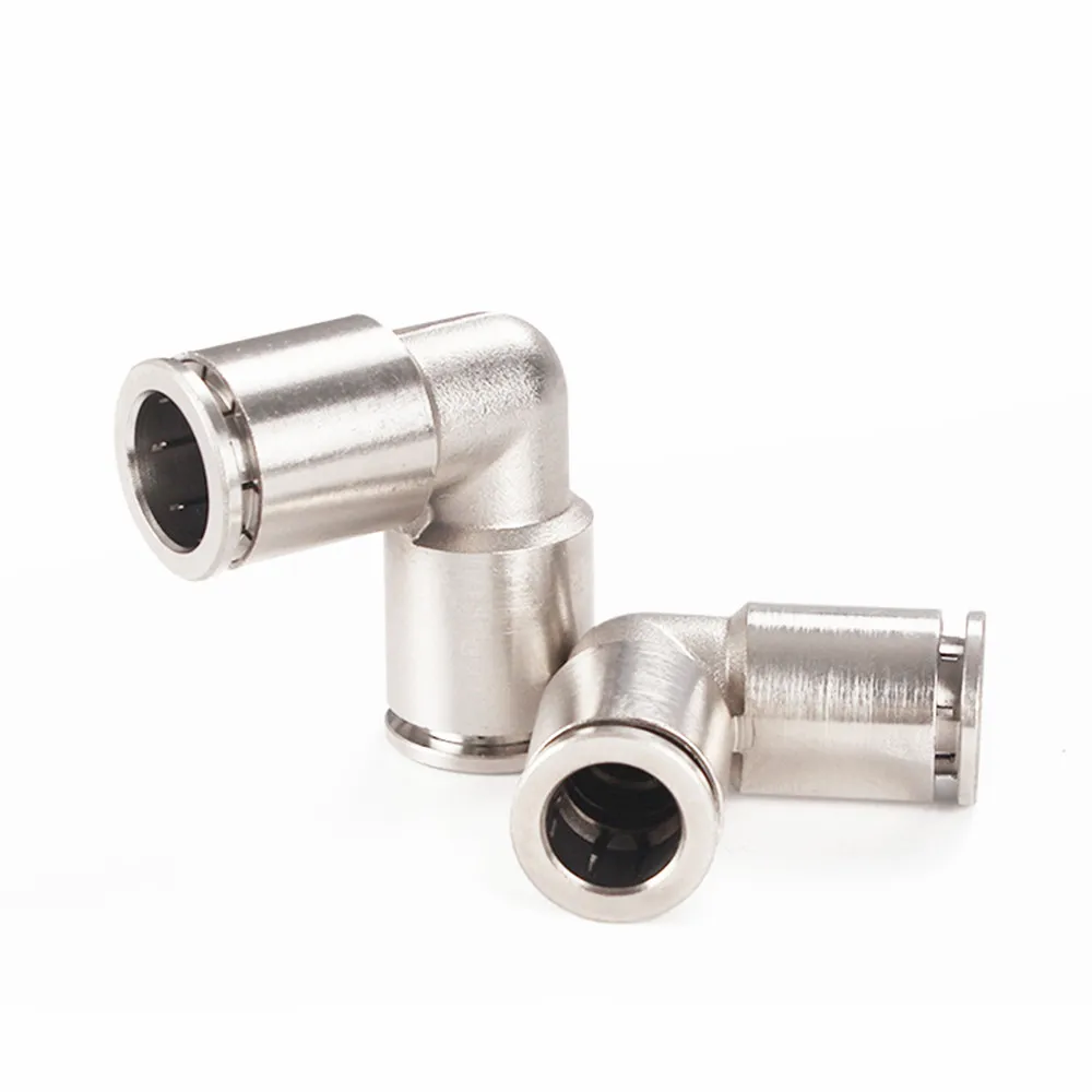 

Nickel Plating on Pure Copper PV 2Way 4 6 8 10 12 14 16MM Pneumatic L Type elbow fitting Brass Pipe Connector Quick Fitting