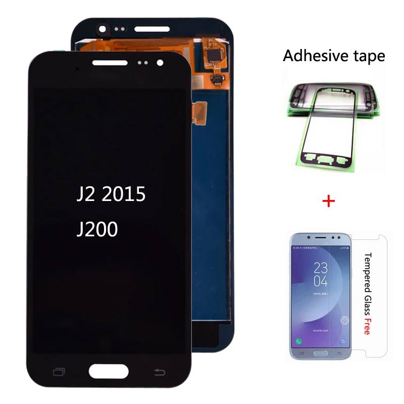 

ЖК-дисплей J200 для Samsung Galaxy J2 2015, J200, J200F, J200Y, J200H, ЖК-дисплей с сенсорным экраном и дигитайзером в сборе, регулировка яркости