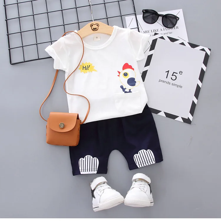 

Baby Boy Clothing Sets Summer Toddler Boys Short Sleeve Cartoon Pattern Shirt Tops+ Shorts Kids Clothes Set Newborn Outfits