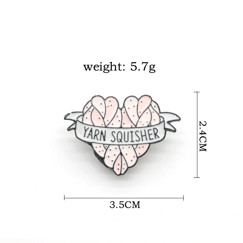 Мультяшная Розовая белая лента в форме сердца эмалированная брошь виде пряжа