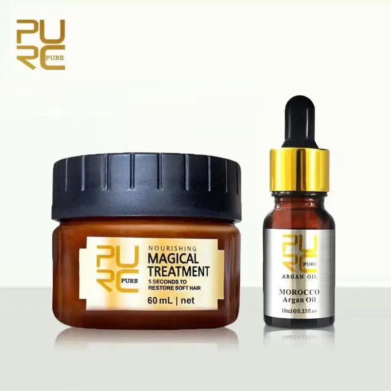 Марокканское аргановое масло для ухода за волосами Purc 10 мл + 1 шт. 60 кератиновая