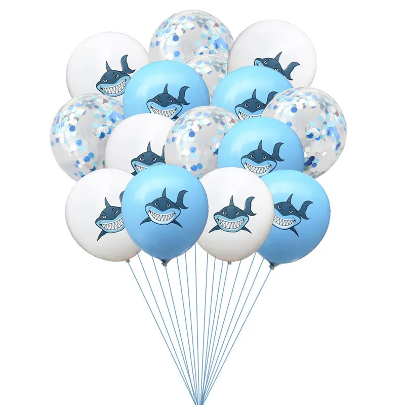12 дюймов с изображением акулы из мультфильма блестками набор воздушных шариков