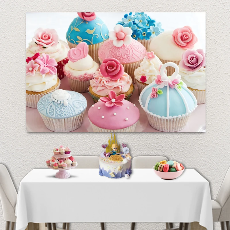 

Фон для фотографирования новорожденных с изображением пончика, десерта, торта