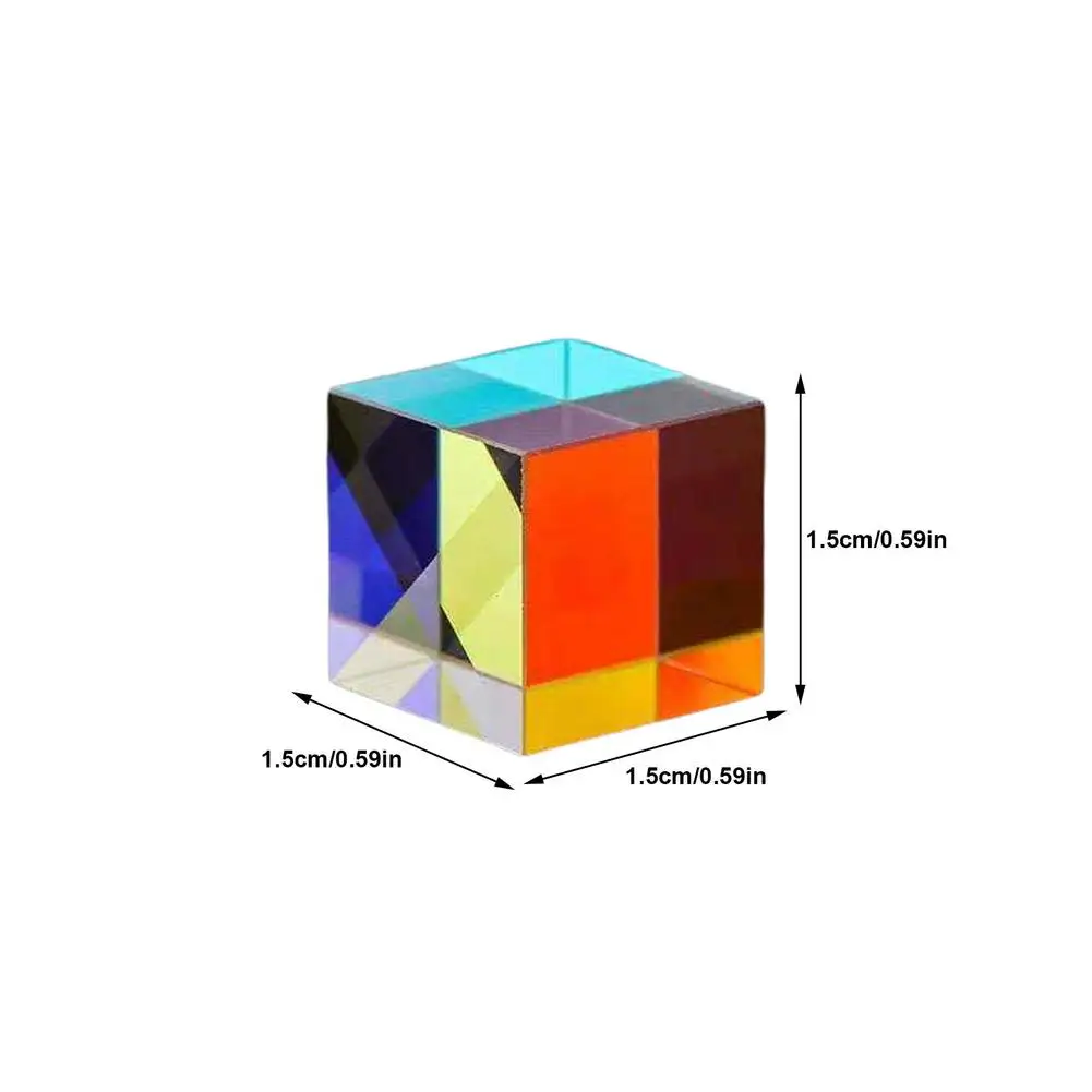 

Optical Glass Cube Prism Toy Six-Sided Glass Prism Colorful Stained Glass Beam Splitting Prisms Handicraft Child Science Tool