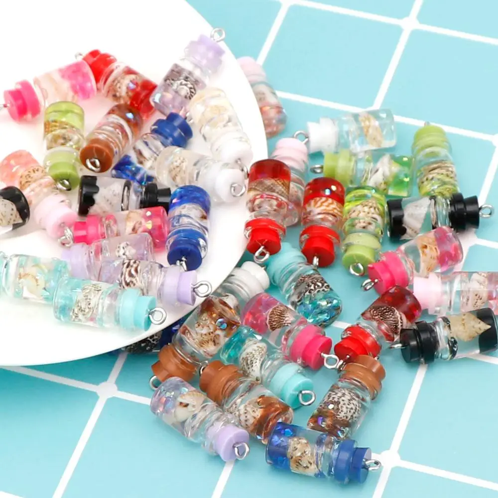 10 шт./лот Симпатичные Подвески в виде мини бутылочки подвески из смолы жемчужины