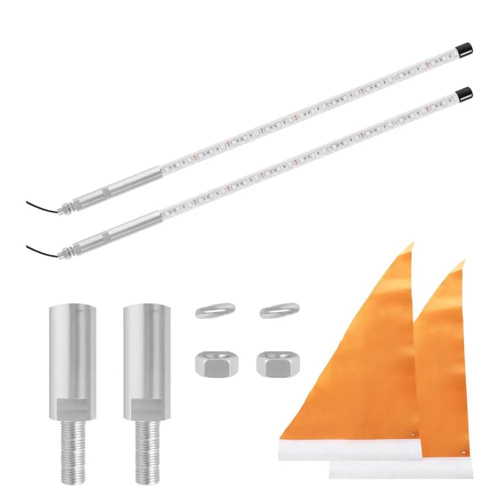 

WINING A pair LED Whip Light 5FT Waterproof Bendable Wireless Remote Control Flagpole Lamp Light DC12V+America Flag with Base