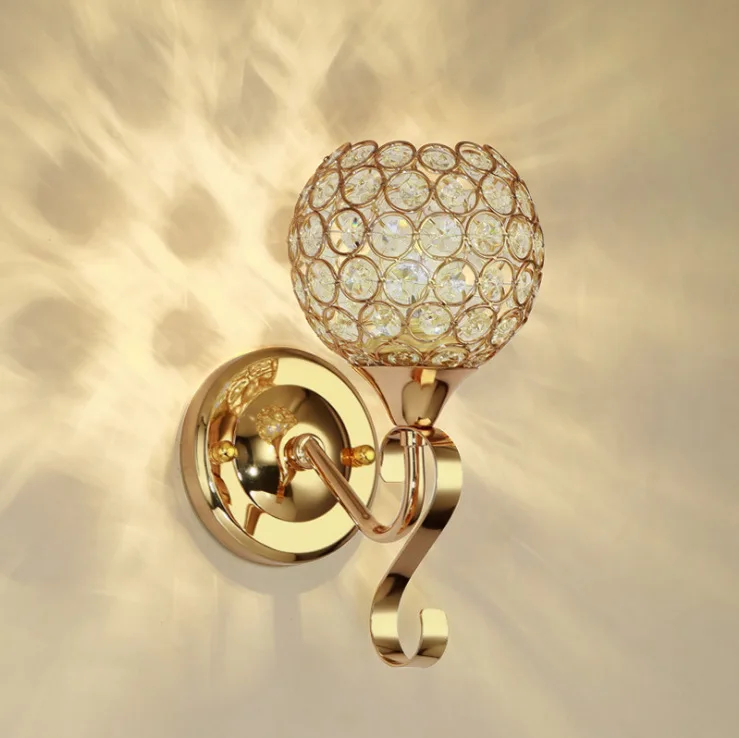 

modern blue wall light nordic decoration home glass ball crystal bedroom bedside aisle espelho cabecero de cama wall lamp