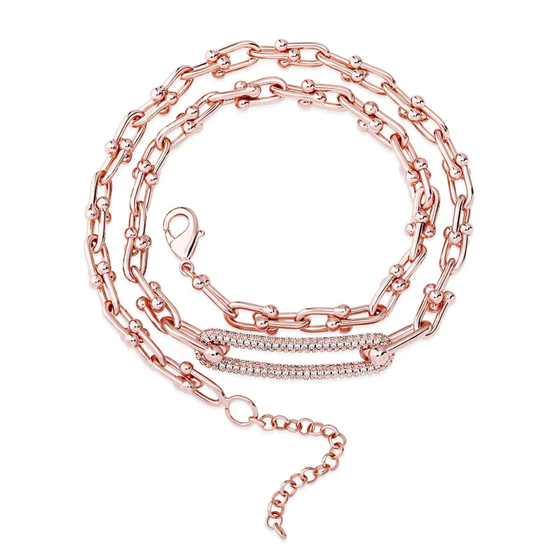 

В стиле «хип-хоп» крапановая закрепка ААА CZ камень Bling льдом геометрической формы U звено цепочки в виде Чокеры ожерелья для женщин, модное ю...