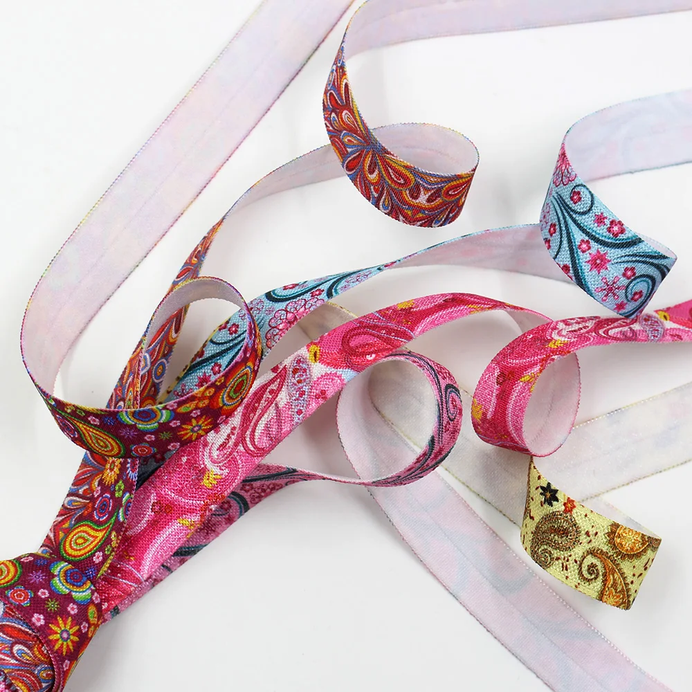 Эластичные складные повязки для волос 5yds 5/8 дюйма с цветами аксессуары ручной