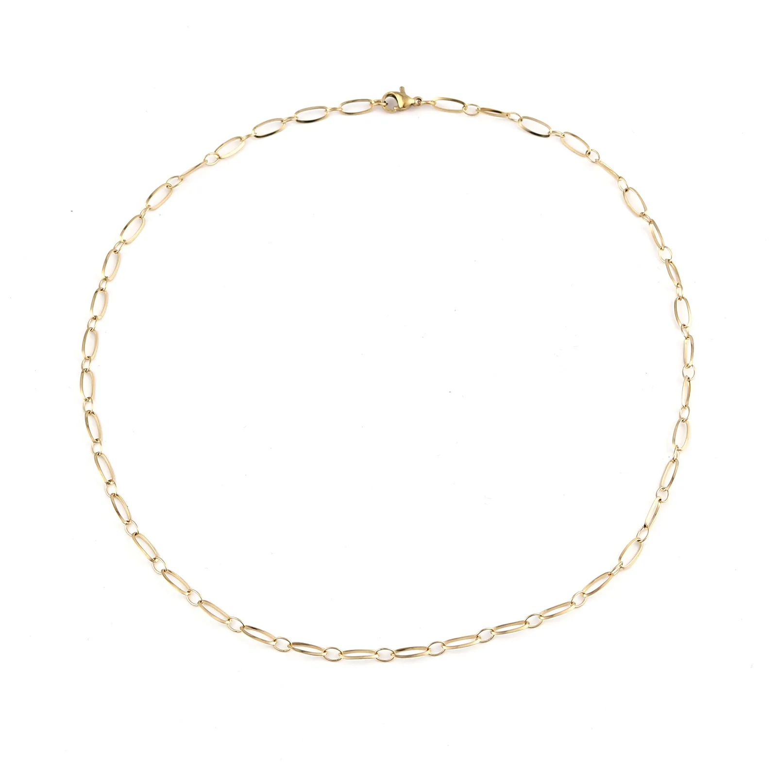 

1PC Stainless Steel Necklace Oval Connector Lobster Clasp Necklace Silver Gold Color Link Chains Unisex Fashion Jewelry 50cm