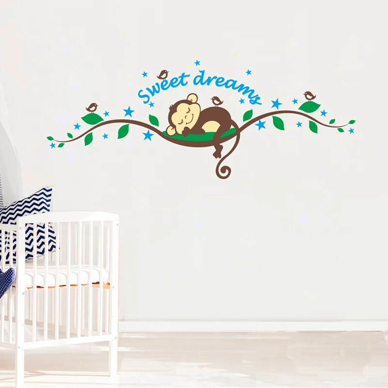 Сладкий сон Спящая обезьяна на дереве наклейки стену для дома украшение детской