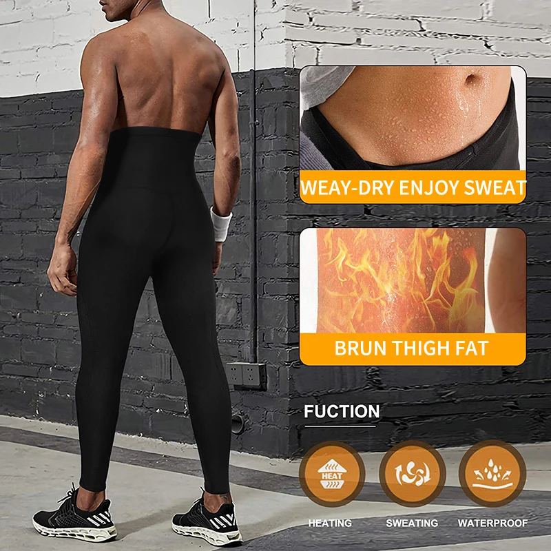 Men Shapewear Sauna Sweat Pants Slimming Body Shaper for Weight Loss Thermo High Waist Leggings Workout Waist Trainer Corset