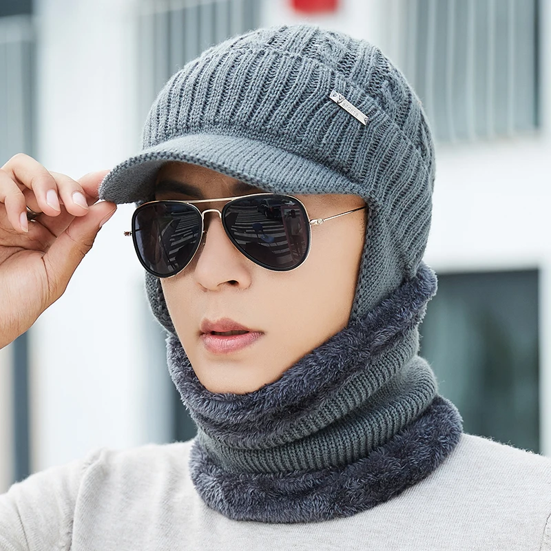 Зимняя шапка, шарф, Skullies Beanies для мужчин, вязаная шапка, женская маска, толстая Балаклава, ушанка, шерстяной берет, мужская шапка, шапка