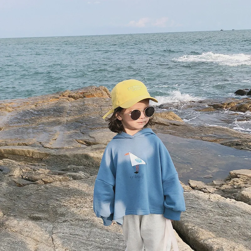 Толстовки в Корейском стиле для мальчиков и девочек с мультяшным принтом