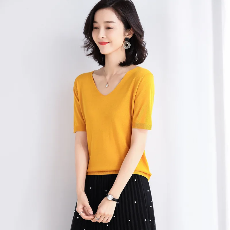 Женская Длинная с коротким рукавом Повседневная круглым вырезом свободная серая