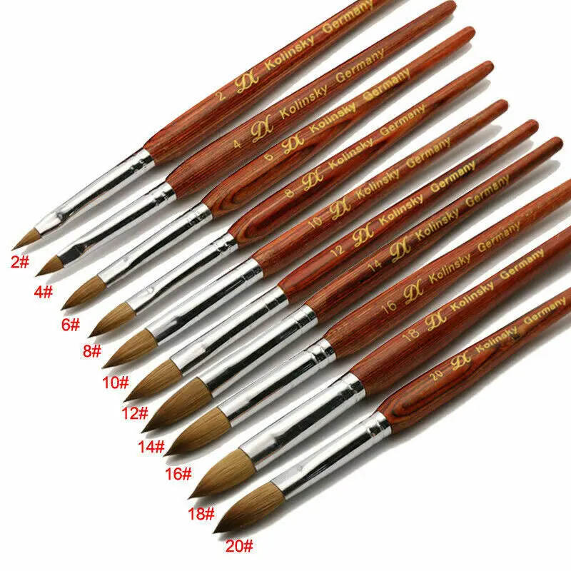 

Kolinsky Sable RED WOOD Acrylic Nail Brush Nail Art Set Size 2#+4#+6#+8#+10# 12 14 16 18 20 Set Wholesale High Quality Brush