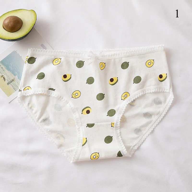 

Avocado Panties Underpants Lace Bow Sweet Comfortable Mid Waist Seamless Simple Cute Cool Cotton Briefs Underwear Lingerie