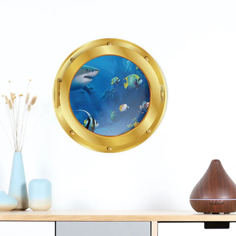 

5 Styles Underwater Fish Wall Stickers Waterproof Dolphin Turtle Sticker For Washing Machine Decoration For Bathroom Decals PVC