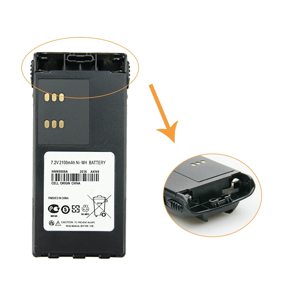 Сменный аккумулятор для Motorola Radio GP328 GP338 HNN9008 HNN9008A HNN9008AR HNN9008H HNN9009 HNN9012 2100 мАч + зажим