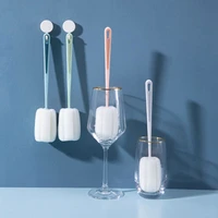 sponge baby bottle brush long handle thermos cup sponge cleaning brush household type contrast color kitchen clean brush