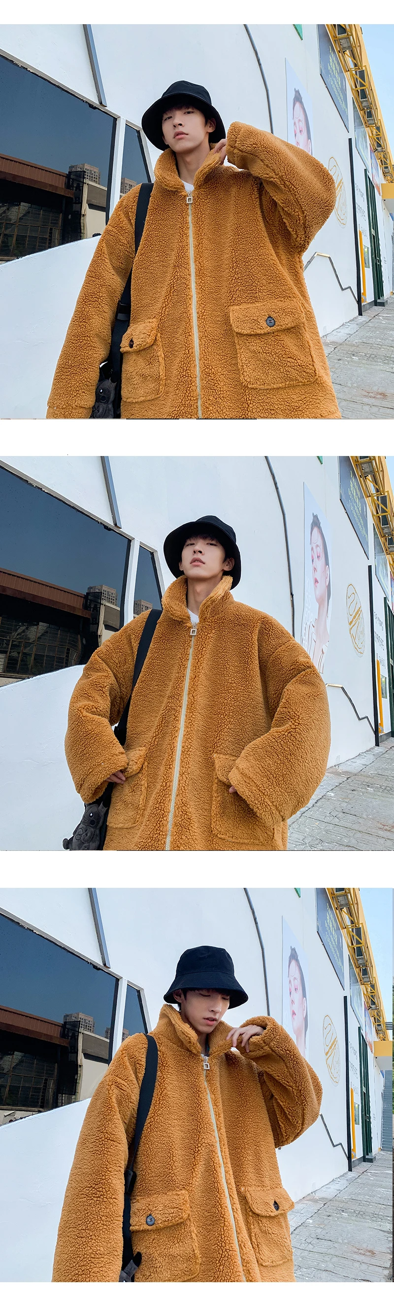 Winter Lamb Fur Jacket Men's Warm Thick Parka Men Fashion Solid Color Casual Coat Man Loose Cotton Jacket Male Clothes Overcoat
