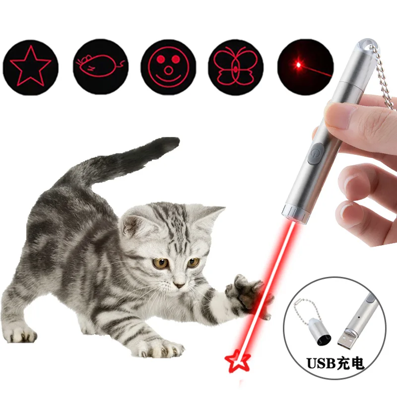 Лазерная забавный кот ручка зарядка через USB cat chaser красная лазерная указка