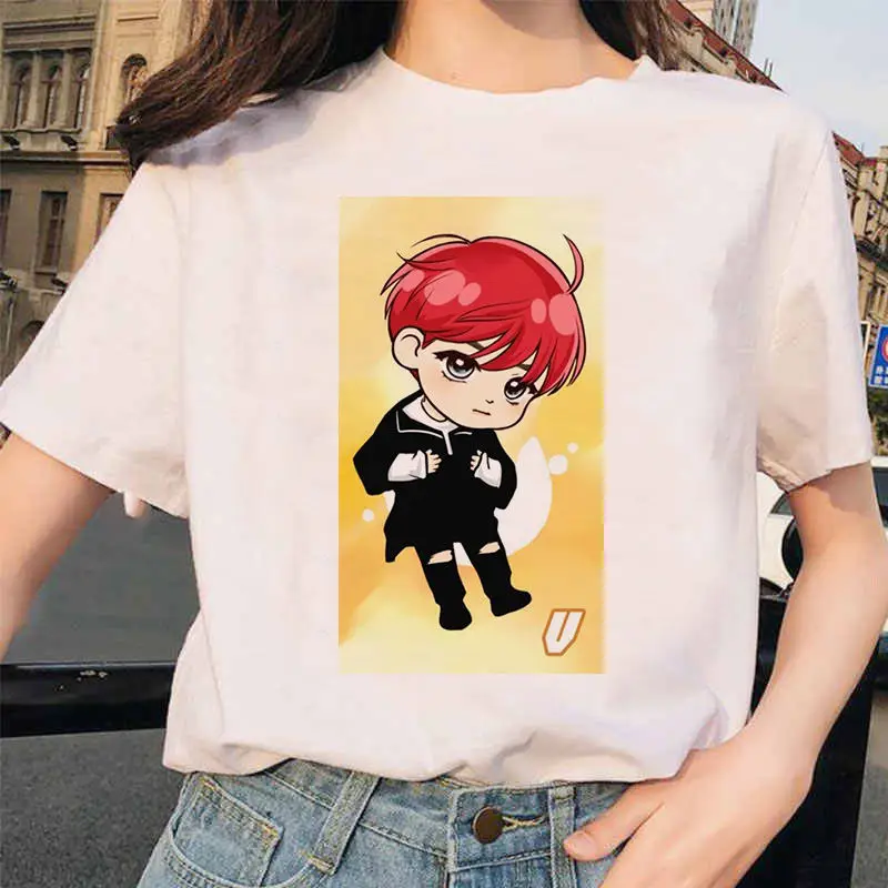 2020 размера плюс с принтом Bangtan Boys футболка для женщин в Корейском стиле Стиль