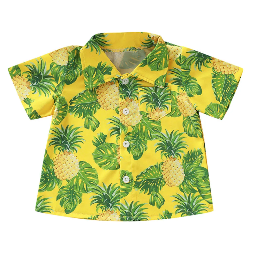 Детская одежда для малышей топы маленьких мальчиков летняя рубашка на пуговицах
