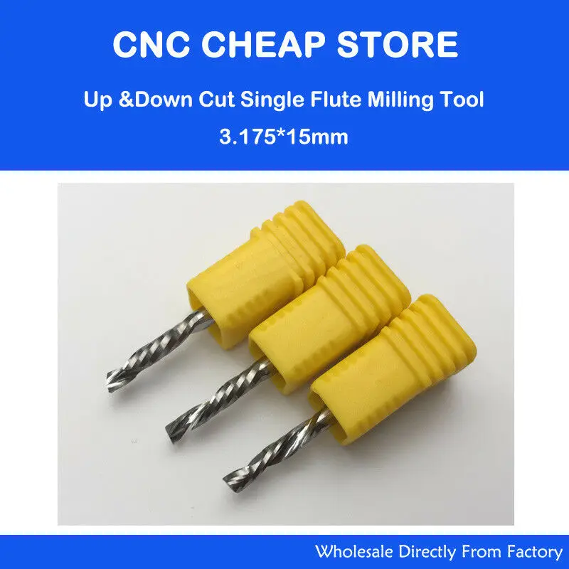 

AAA 3.175x15MM Up & Down Milling Cutter CNC Mill Tool Single Flute Router Bit